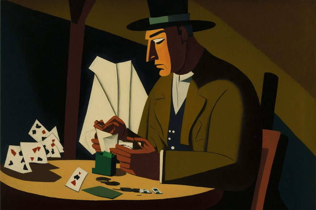 man playing poker at table